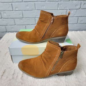 Earth Origins Collette Cheryl Leather Ankle Boots Women's Cognac 9.5 Wide